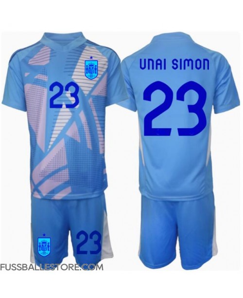 Günstige Spanien Unai Simon #23 Torwart Heimtrikotsatz Kinder EM 2024 Kurzarm (+ Kurze Hosen)